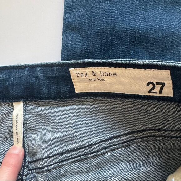 Rag & Bone Cate Mid-Rise Skinny Topaz Blue Jeans Size 27 - Picture 8 of 9